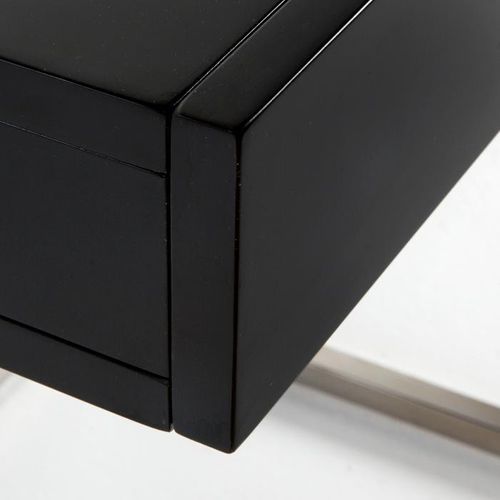 Table de chevet 1 tiroir bois laqué noir et métal Luna L 50 cm - Photo n°2; ?>