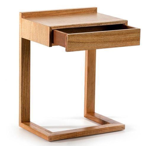 Table de chevet 1 tiroir bois massif clair Anie - Photo n°3; ?>