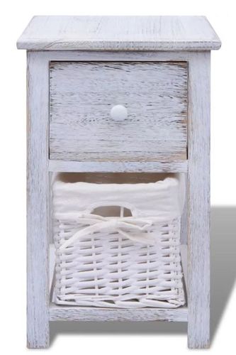 Table de chevet 1 tiroir et 1 panier paulownia massif clair Poupa - Photo n°2; ?>