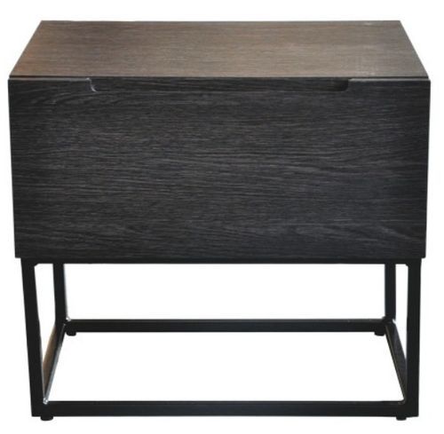 Table de chevet 1 tiroir gris foncé et métal noir Logan - Photo n°2; ?>