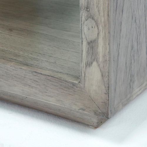 Table de chevet 2 niches bois massif grisé voilé Telo - Photo n°2; ?>