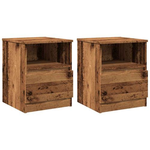 Table de chevet 2 pcs vieux bois 40x40x50 cm bois d’ingénierie - Photo n°2; ?>