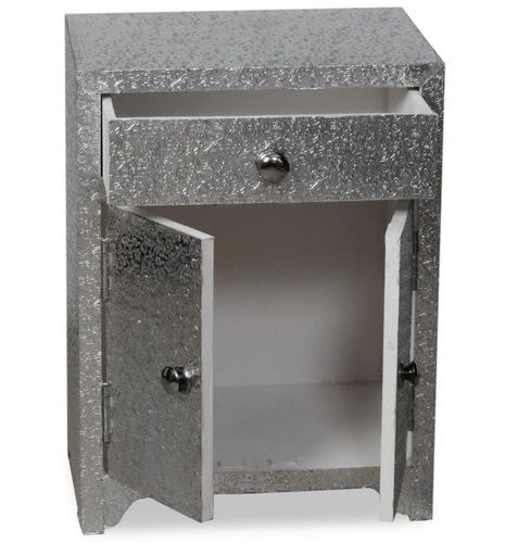 Table de chevet 2 portes 1 tiroir métal argenté Dreamin - Photo n°2; ?>