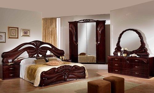 Table de chevet 2 tiroirs bois brillant acajou Denyz - Photo n°2; ?>