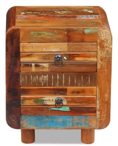 Table de chevet 2 tiroirs bois massif recyclé Moust 2 - Photo n°2; ?>