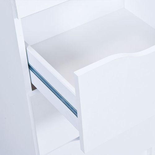 Table de chevet 2 tiroirs bois mélaminé blanc Bakus - Photo n°3; ?>