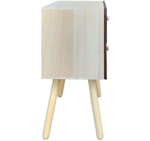 Table de chevet 2 tiroirs marron et pieds bois massif clair Tanaca - Photo n°2; ?>