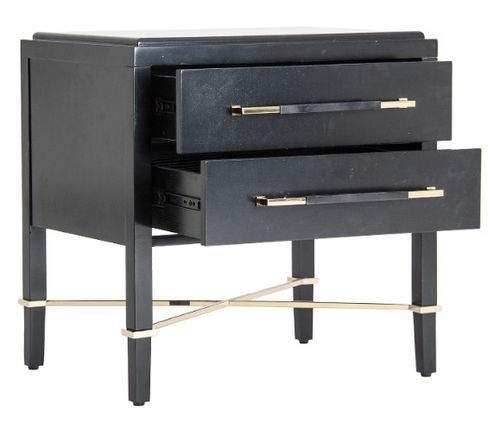 Table de chevet 2 tiroirs métal noir et doré Zelli - Photo n°3; ?>