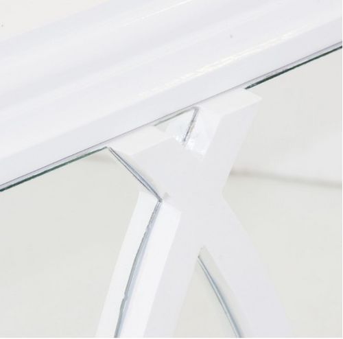Table de chevet 2 tiroirs mindi massif blanc et miroir Camren - Photo n°2; ?>