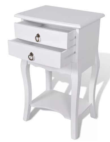 Table de chevet 2 tiroirs pin massif blanc Chicco - Photo n°2; ?>