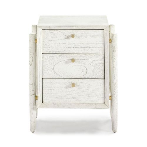 Table de chevet 3 tiroirs bois blanc Vazen - Photo n°2; ?>