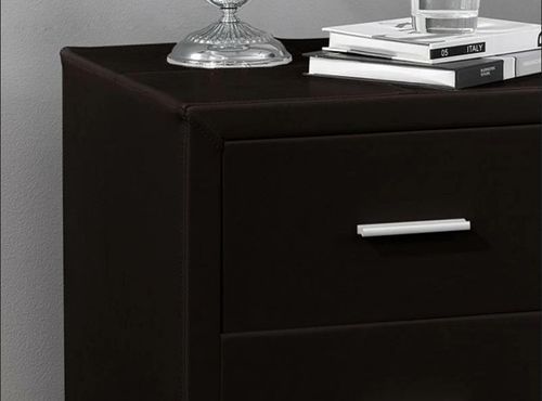 Table de chevet 3 tiroirs simili cuir noir Mothe - Photo n°3; ?>