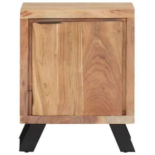 Table de chevet 40x30x50 cm Bois d'acacia avec bord naturel - Photo n°3; ?>