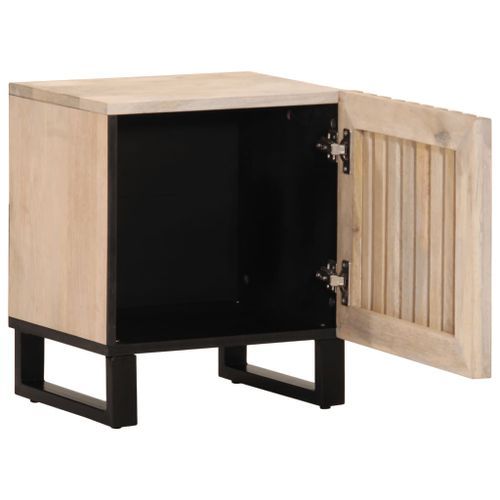 Table de chevet 40x33x46 cm bois de manguier massif blanchi - Photo n°2; ?>