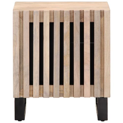 Table de chevet 40x33x46 cm bois de manguier massif blanchi - Photo n°3; ?>