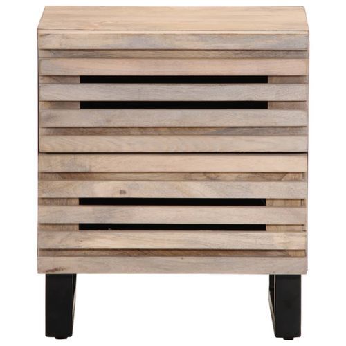 Table de chevet 40x33x46 cm bois de manguier massif blanchi - Photo n°3; ?>