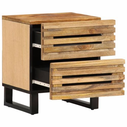 Table de chevet 40x33x46 cm bois de manguier massif brut - Photo n°3; ?>