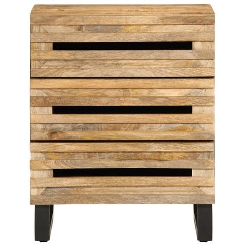 Table de chevet 50x34x62 cm bois de manguier massif brut - Photo n°2; ?>