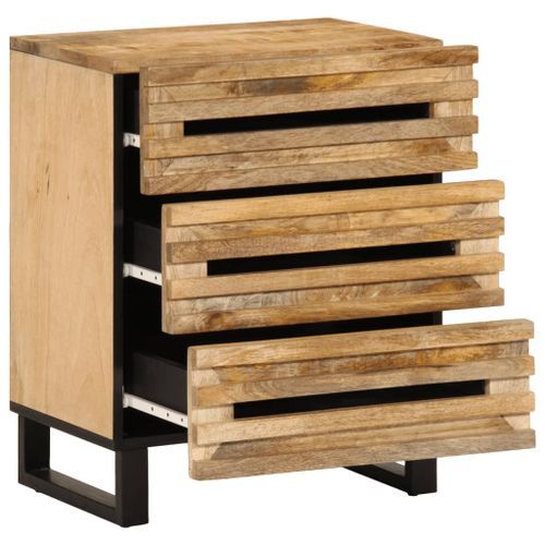 Table de chevet 50x34x62 cm bois de manguier massif brut - Photo n°3; ?>