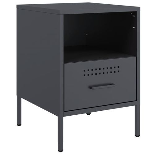 Table de chevet anthracite 36x39x50,5 cm acier laminé à froid - Photo n°2; ?>