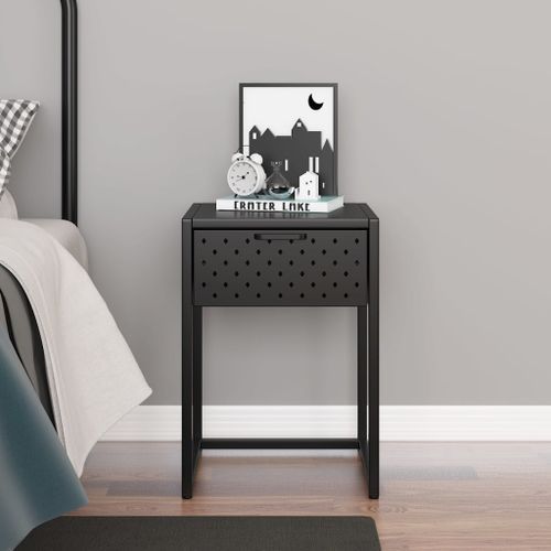 Table de chevet Anthracite 38x35x54 cm Acier - Photo n°2; ?>