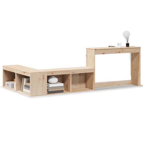 Table de chevet avec bureau 222x107x75 cm bois de pin massif - Photo n°2; ?>