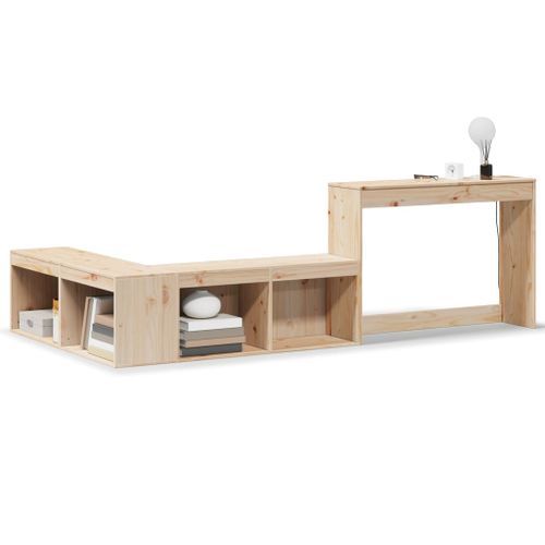 Table de chevet avec bureau 232x122x75 cm bois de pin massif - Photo n°2; ?>