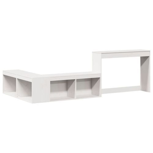 Table de chevet avec bureau blanc bois de pin massif - Photo n°3; ?>