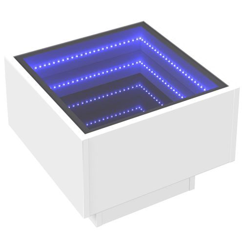 Table de chevet avec LED infini blanc 40x40x30 cm - Photo n°3; ?>