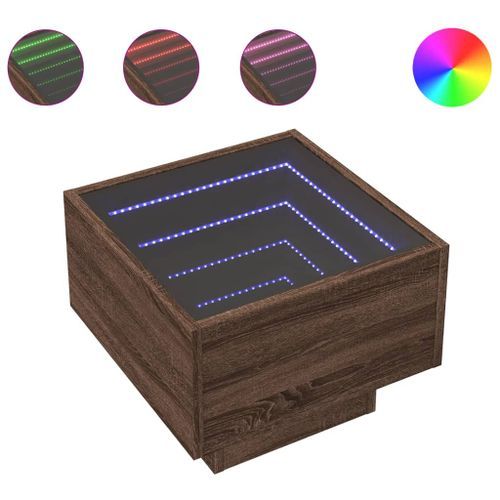 Table de chevet avec LED infini chêne marron 40x40x30 cm - Photo n°2; ?>