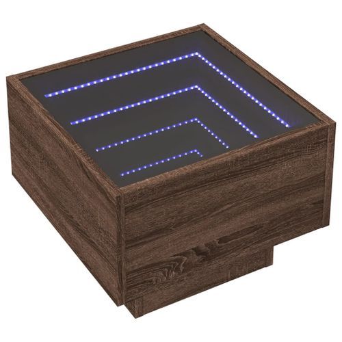 Table de chevet avec LED infini chêne marron 40x40x30 cm - Photo n°3; ?>