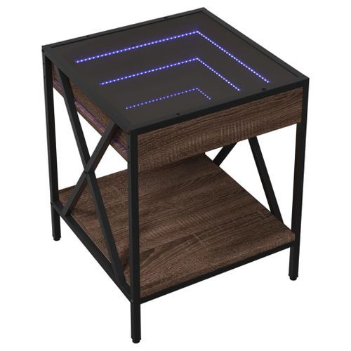 Table de chevet avec LED infini chêne marron 40x40x49 cm - Photo n°3; ?>