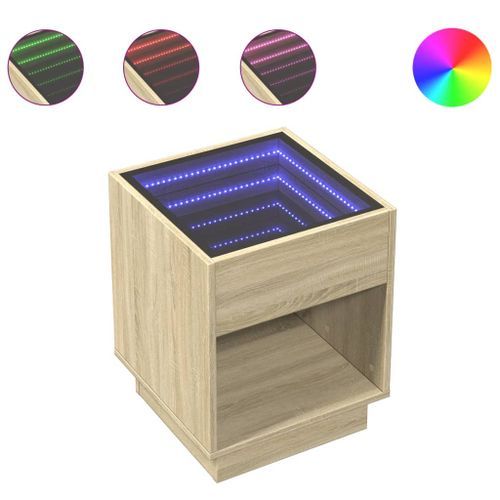 Table de chevet avec LED infini chêne sonoma 40x40x50 cm - Photo n°2; ?>