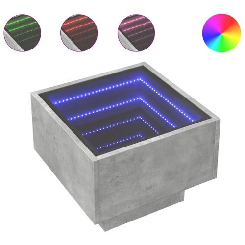 Table de chevet avec LED infini gris béton 40x40x30 cm - Photo n°2; ?>