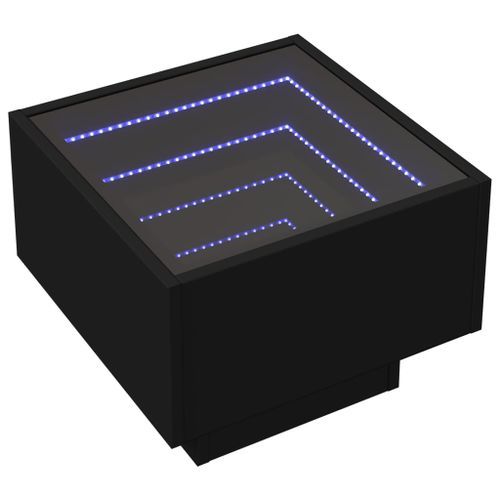 Table de chevet avec LED infini noir 40x40x30 cm - Photo n°3; ?>