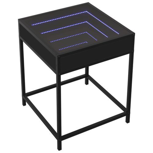 Table de chevet avec LED infini noir 40x40x51 cm - Photo n°3; ?>