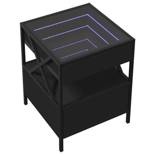 Table de chevet avec LED infini noir 40x40x51 cm - Photo n°3; ?>