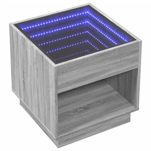 Table de chevet avec LED infini sonoma gris 50x50x50 cm - Photo n°3; ?>