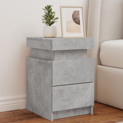 Table de chevet avec lumières LED gris béton 35x39x55 cm - Photo n°3; ?>