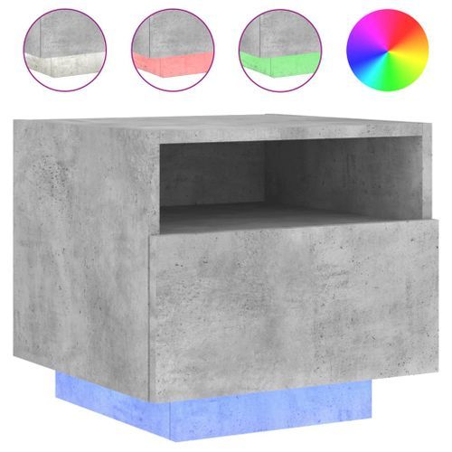 Table de chevet avec lumières LED gris béton 40x39x37 cm - Photo n°2; ?>