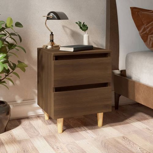 Table de chevet avec pieds en bois Chêne marron 40x35x50 cm - Photo n°2; ?>