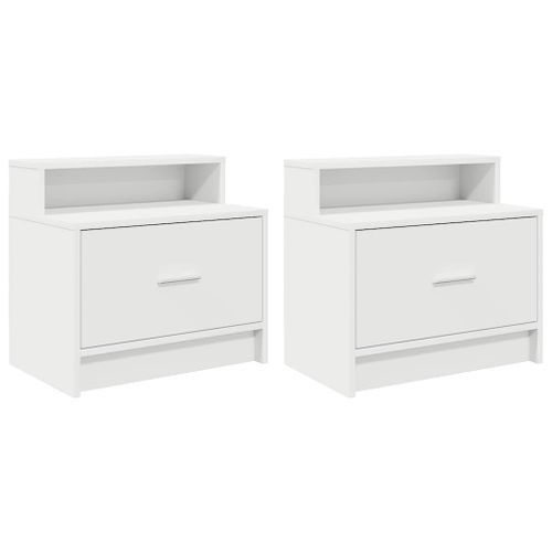 Table de chevet avec tiroir 2 pcs blanc 51x31x47 cm - Photo n°2; ?>