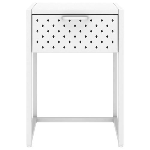 Table de chevet Blanc 38x35x54 cm Acier - Photo n°3; ?>