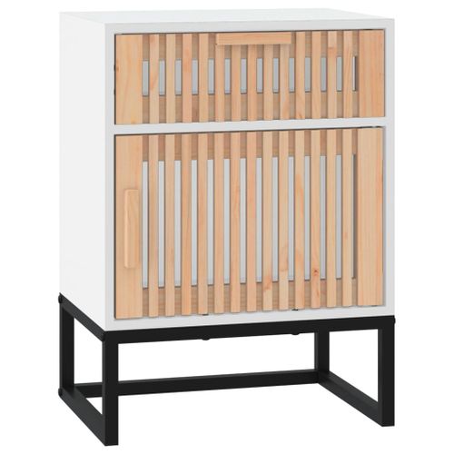 Table de chevet blanc 40x30x55,5 cm bois d’ingénierie et fer - Photo n°2; ?>
