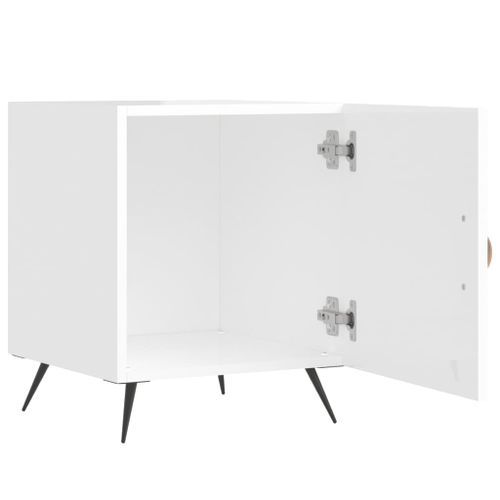 Table de chevet blanc brillant 40x40x50 cm bois d’ingénierie - Photo n°3; ?>