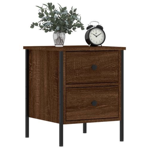 Table de chevet chêne marron 40x42x50 cm bois d'ingénierie - Photo n°3; ?>