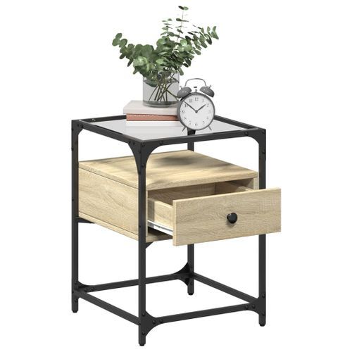 Table de chevet chêne sonoma 40x40x55 cm bois d’ingénierie - Photo n°3; ?>