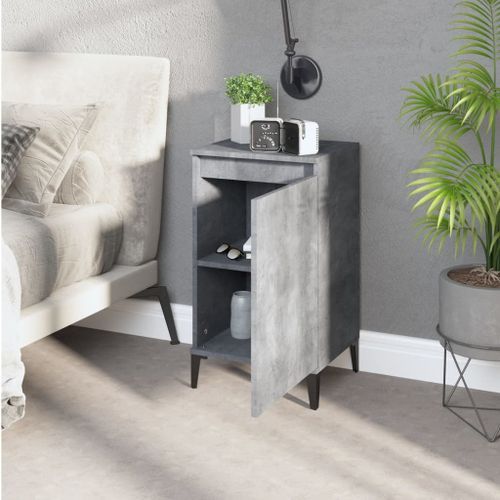 Table de chevet gris béton 40x35x70 cm bois d'ingénierie - Photo n°3; ?>