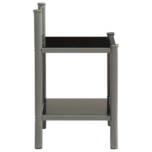 Table de chevet Gris et noir 45x34,5x60,5 cm Métal et verre - Photo n°3; ?>