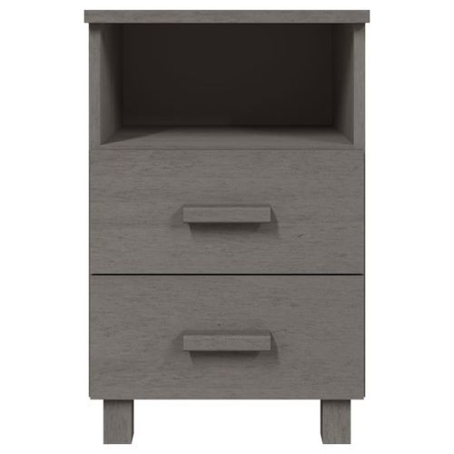 Table de chevet HAMAR Gris clair 40x35x62 cm Bois de pin massif - Photo n°3; ?>